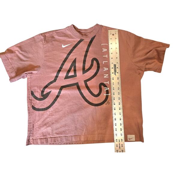 Women's Nike Pink Atlanta Braves Statement Boxy T-Shirt Sz. Large - Picture 3 of 6